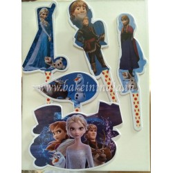 Cake Decor 5 pcs Frozen Princess Happy Birthday Theme Paper Topper For Cake And Cupcake