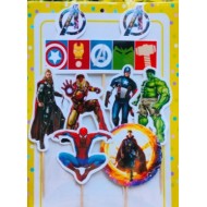Cake Decor 6 pcs Avengers Happy Birthday Theme Paper Topper For Cake And Cupcake