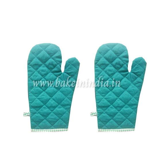 Plain Cotton Oven Gloves Set for Microwave - Heat Resistant (Random Colour)