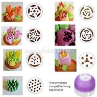 Stainless Steel 8 Russian Cake Icing Nozzles Set with 1 Coupler for Cake Decoration Frosting Cupcake Pastries Desserts Tarts (Set of 8)