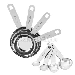 Stainless Steel Measuring Spoons and Measuring Cups Combo,(Set of 4 Cups and 4 Spoons)