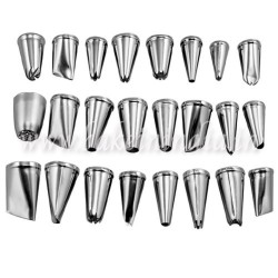Stainless Steel 24 Nozzle Piping Set for Cake Decoration and Icing - Heavy Nozzle Stainless Steel 24 Nozzle Piping Set for Cake Decoration and Icing - Heavy Nozzle