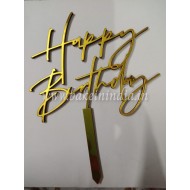 Happy Birthday Mirror Gold Acrylic Cake Topper/ Pack of 1