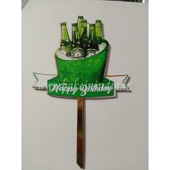 Happy Birthday Beer Bottle Cake Topper/ Pack of 1