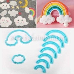 Cake Decor Rainbow and Cloud Cutter Set Plastic 9 Pc Set Cake Decor Rainbow and Cloud Cutter Set Plastic 9 Pc Set