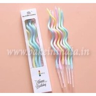 Twisted Pastel Color Cake Candles , Birthday Cake Candle,Romantic Cake Candles( 12 pcs),