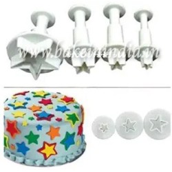 Cake Decor 4 Pieces Star Shape Plunger Cutters Fondant Tool