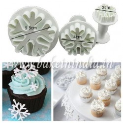 Cake Decor 3 Pieces snow flake Shape Plunger Cutters Fondant Tool Cake Decor 3 Pieces snow flake Shape Plunger Cutters Fondant Tool