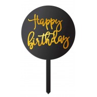 party Port Black & Gold Happy birthday Topper decorations  