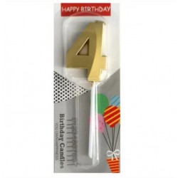 HAPPY BIRTHDAY GOLDEN Four NUMBER CANDLE Candle (Gold, Pack of 1) HAPPY BIRTHDAY GOLDEN Four NUMBER CANDLE Candle (Gold, Pack of 1)