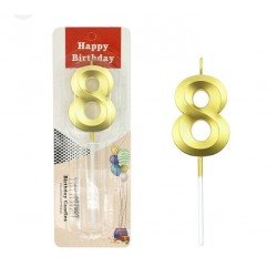 HAPPY BIRTHDAY GOLDEN eight NUMBER CANDLE Candle (Gold, Pack of 1)   HAPPY BIRTHDAY GOLDEN eight NUMBER CANDLE Candle (Gold, Pack of 1)