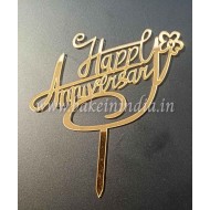 Happy Anniversary Golden Acrylic Cake Topper/ Pack of 1