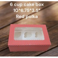 6 cupcake box red polka ( pack of 10 pcs)