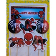 Cake Decor 5 pcs Spider Man Happy Birthday Theme Paper Topper For Cake And Cupcake