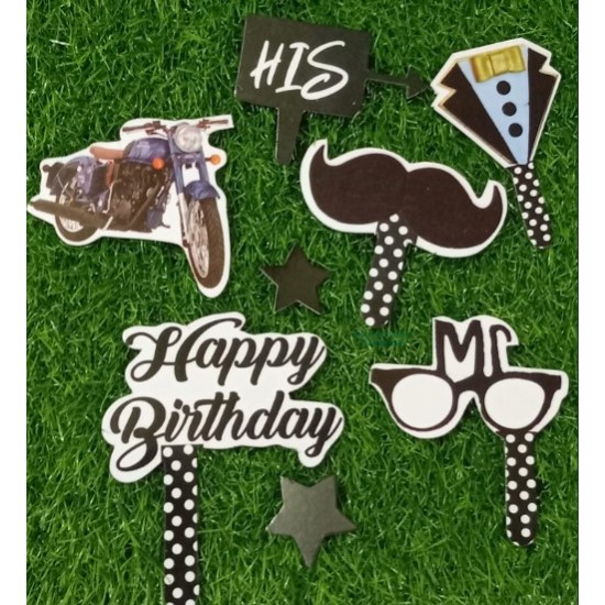 Cake Decor 5 pcs Man Theme Happy Birthday Theme Paper Topper For Cake And Cupcake Cake Decor 5 pcs Man Theme Happy Birthday Theme Paper Topper For Cake And Cupcake