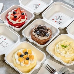 Bento Cake Burger Box White Take Away Container With Lid 8inch  Bento Cake Burger Box White Take Away Container With Lid 8inch