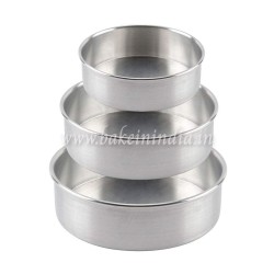Aluminium Baking Round Cake Pan/Mould for Microwave Oven -( Diameter 6", 7", 8" inch , height 2inch  Silver (Set of 3 Pieces) (Round) Aluminium Baking Round Cake Pan/Mould for Microwave Oven -( Diameter 6", 7", 8" inch , height 2inch  Silver (Set of 3 Pieces) (Round)