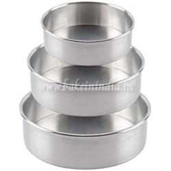 Aluminium 6,7& 8 inches Diameter and 3 Inches Height Round Cake Mould for OVENS (Set of 3 Pcs). Aluminium 6,7& 8 inches Diameter and 3 Inches Height Round Cake Mould for OVENS (Set of 3 Pcs).