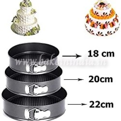 Teflon Coated Spring Form Round Shaped Cake Baking Moulds Pan with Removable Base – 3 Pieces Teflon Coated Spring Form Round Shaped Cake Baking Moulds Pan with Removable Base – 3 Pieces