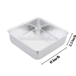 Light Aluminium Square Cake Mould (6 x 6 x 2.2 INCH Square) Light Aluminium Square Cake Mould (6 x 6 x 2.2 INCH Square)