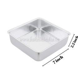 Light Aluminium Square Cake Mould ( 7 x 7 x 2.2 INCH Square)