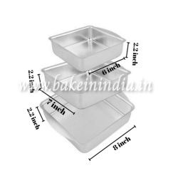 Light Aluminium Cake Tin/ Moulds – Set of 3 (Top 6,7,8 inch) Height :2.2 inch