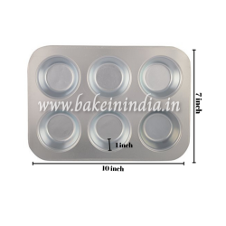 Aluminum Muffin Bakeware Tray 6 cavity – 1 Pcs