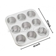 Aluminum Muffin Bakeware Tray 9 cavity – 1 Pcs