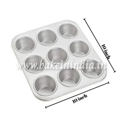 Aluminum Muffin Bakeware Tray 9 cavity – 1 Pcs