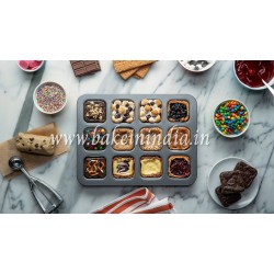 Tart Cake Tray, Non-Stick Square Muffin Pan Blondie Bakeware, 12 cavity Tart Cake Tray, Non-Stick Square Muffin Pan Blondie Bakeware, 12 cavity