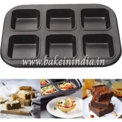Brownie Cake Tray, Non-Stick Square Muffin Pan Blondie Bakeware, 6 cavity Brownie Cake Tray, Non-Stick Square Muffin Pan Blondie Bakeware, 6 cavity