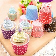 Round Paper Cups (Big) for Cup Cake Microwave or Oven Tray Safe (Random color) – Pack of 50