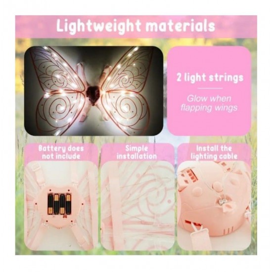 Pink electric fairy Wings With led lights for birthday cake Pink electric fairy Wings With led lights for birthday cake