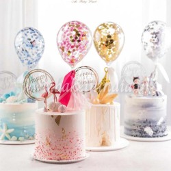 5 Pcs Golden Confetti Balloon small size for cake, 5 Pcs Golden Confetti Balloon small size for cake,