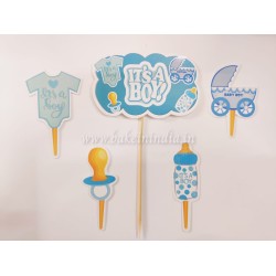 Cake Decor 5 pcs Baby Boy Happy Birthday Theme Paper Topper For Cake And Cupcake Cake Decor 5 pcs Baby Boy Happy Birthday Theme Paper Topper For Cake And Cupcake