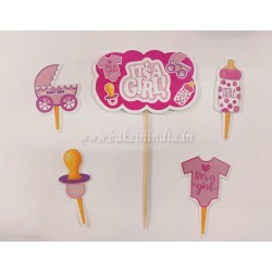 Cake Decor 5 pcs Baby Girl Happy Birthday Theme Paper Topper For Cake And Cupcake Cake Decor 5 pcs Baby Girl Happy Birthday Theme Paper Topper For Cake And Cupcake