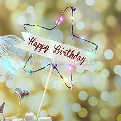 Happy Birthday Cake Topper with LED Cake Decorations Party (Star Shape) 1 PCS Happy Birthday Cake Topper with LED Cake Decorations Party (Star Shape) 1 PCS