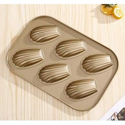 Stainless Steel Cake Mould Muffin 6-Cavity Madeleines Cake Baking Pans Tray Shell Shaped Mold Nonstick-1Pc,Gold Stainless Steel Cake Mould Muffin 6-Cavity Madeleines Cake Baking Pans Tray Shell Shaped Mold Nonstick-1Pc,Gold