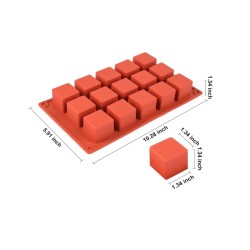 15-Cavity Cube Cake Silicone Mold 4 x 4 x 4 cm 3D Square Mousse Cake Baking Mold, French Dessert Molds for Chocolate Brownie Bites, Pastry, Jello, Ice Cream Cube. 15-Cavity Cube Cake Silicone Mold 4 x 4 x 4 cm 3D Square Mousse Cake Baking Mold, French Dessert Molds for Chocolate Brownie Bites, Pastry, Jello, Ice Cream Cube.