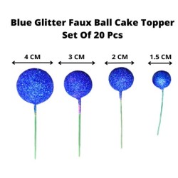 Party Decorz Multicolour Glitter Faux Ball Cake Topper Set Of 20 Pcs,5pcs 4 CM Faux Ball,5pcs 2 CM Faux Ball,5pcs 3 CM Faux Ball,5pcs 1.5 CM Birthday Cake Decoration- (Glitter Blue)