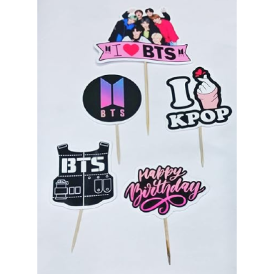 BTS theme Birthday Cake Topper | 6 Pcs Set | Cupcake Toppers for Boy's, Friends, Brother, Bday Decorations Items/Cake Accessories, Cards, Tags | BTS theme Birthday Cake Topper | 6 Pcs Set | Cupcake Toppers for Boy's, Friends, Brother, Bday Decorations Items/Cake Accessories, Cards, Tags |