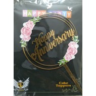 Happy Anniversary Golden Acrylic Cake Topper/ Pack of 1
