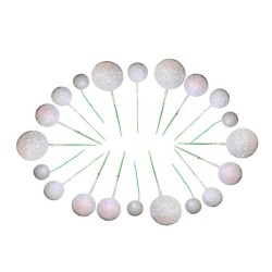 Party Decorz Multicolour Glitter Faux Ball Cake Topper Set Of 20 Pcs,5pcs 4 CM Faux Ball,5pcs 2 CM Faux Ball,5pcs 3 CM Faux Ball,5pcs 1.5 CM Birthday Cake Decoration- (Glitter Silver)