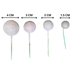 Party Decorz Multicolour Glitter Faux Ball Cake Topper Set Of 20 Pcs,5pcs 4 CM Faux Ball,5pcs 2 CM Faux Ball,5pcs 3 CM Faux Ball,5pcs 1.5 CM Birthday Cake Decoration- (Glitter Silver)