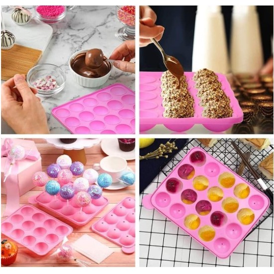 20 Cavity Silicone Cake Pop Mold Set - Lollipop Mold Candy Molds - Ideal for Lollipop, Cake Pop & Chocolate Creations - Perfect Baking Gift