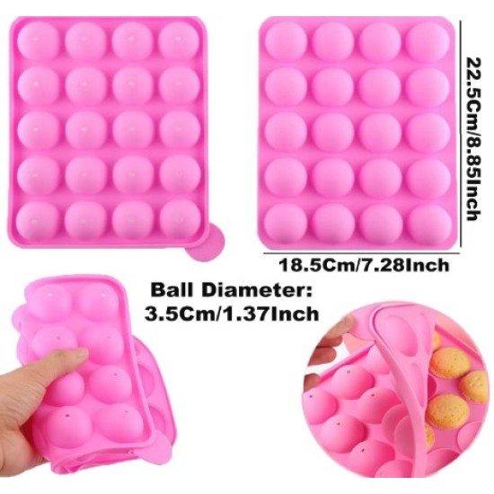 20 Cavity Silicone Cake Pop Mold Set - Lollipop Mold Candy Molds - Ideal for Lollipop, Cake Pop & Chocolate Creations - Perfect Baking Gift