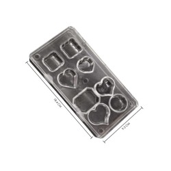 8 Cavity Heart Round Square Rectangle Shape Polycarbonate Chocolate Mould; Chocolate Weight Approx 8-10 Grams 8 Cavity Heart Round Square Rectangle Shape Polycarbonate Chocolate Mould; Chocolate Weight Approx 8-10 Grams