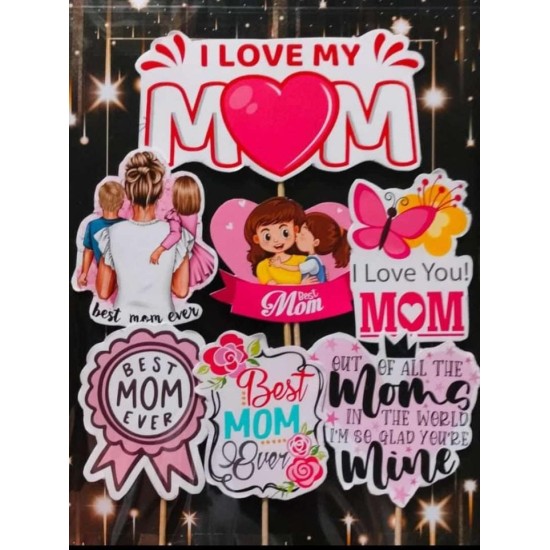 Happy Mother’s Day Cake Toppers, Glossy Photo Sheet Paper Cake Cupcake Mix Desing Toppers for Cake Party Decoration 7 Pieces Happy Mother’s Day Cake Toppers, Glossy Photo Sheet Paper Cake Cupcake Mix Desing Toppers for Cake Party Decoration 7 Pieces