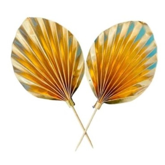 Palm Leaf Cake Topper for Anniversary Decoration, House Decoration, Birthday Artificial Gold Leaves (Palm Leaves) Golden (Pack of 2pcs) Palm Leaf Cake Topper for Anniversary Decoration, House Decoration, Birthday Artificial Gold Leaves (Palm Leaves) Golden (Pack of 2pcs)