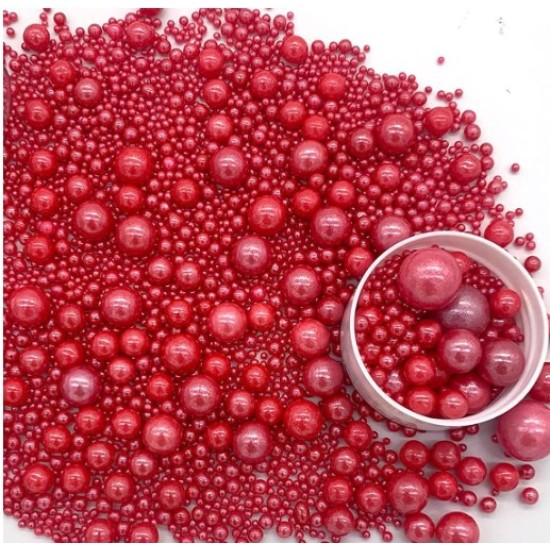 Red Pearls Metallic Balls, Cake & Ice Cream Decoration Sprinkles 100g Red Pearls Metallic Balls, Cake & Ice Cream Decoration Sprinkles 100g